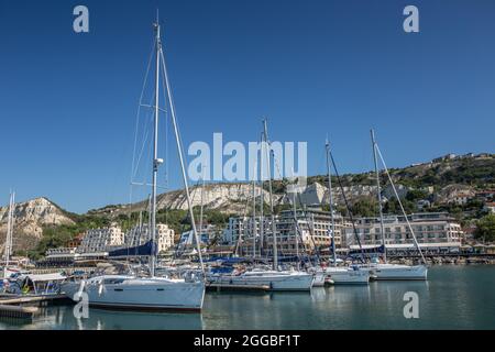 VARNA, BULGARIA - May 28, 2020: Amazing view from Kavarna, Bulgaria.Kavarna is a Black Sea coastal town and seaside resort in the Dobruja region of no Stock Photo