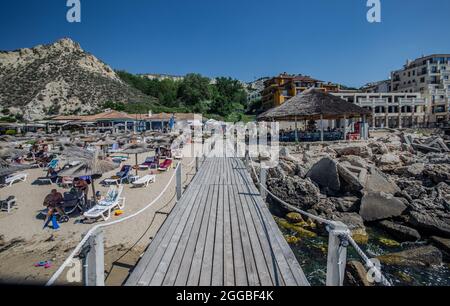 BALCHIK, BULGARIA - May 28, 2020: Amazing view from Balchik, Bulgaria.Balchik is a Black Sea coastal town and seaside resort in the Dobruja region of Stock Photo