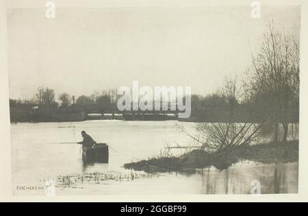 Field's Weir, Near Rye House, 1888. A work made of photogravure, plate xvii from the album &quot;the compleat angler or the contemplative man's recreation, volume i&quot; (1888); edition 109/250. Stock Photo