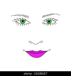 Beautiful face of a girl in line art style. Vector illustration. Stock Vector