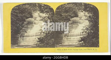 View at Bush Point, Cayuga Lake, near Ithaca, N.Y., 1860/65. Albumen print, stereo. Stock Photo