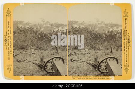 Capture of the Gun, Lady Breckinridge, 1889. Albumen print, stereo, no. 1754 from the series &quot;Kansas City Panorama. [1863] Battle Missionary Ridge&quot;. Stock Photo