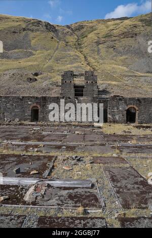 Valley and hills along the Cwmystwyth metal mines site of scientific interest in Ceredigion,Wales,UK Stock Photo