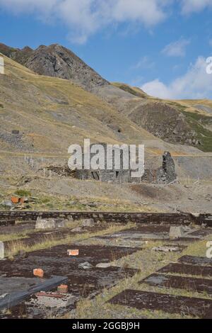 Valley and hills along the Cwmystwyth metal mines site of scientific interest in Ceredigion,Wales,UK Stock Photo