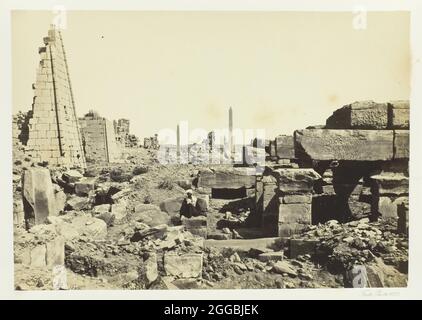 View at Karnac, from the Granite Pylon, 1857. Albumen print, pl. 2 from the album &quot;Egypt and Palestine, volume ii&quot; (1858/60). Stock Photo