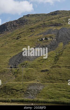 Valley and hills along the Cwmystwyth metal mines site of scientific interest in Ceredigion,Wales,UK Stock Photo