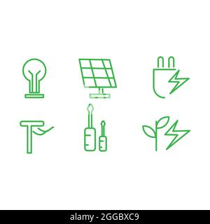 Electricity Icon Set Vector Template EPS Premium line Icon set Stock Vector