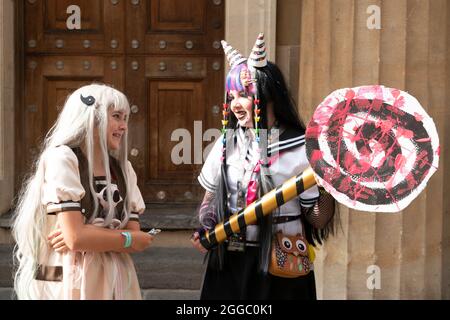 Teenagers dressed as anime characters Bristol Anime Convention Stock