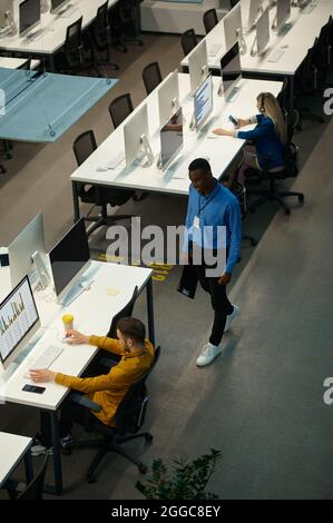 Managers works on computers, workplace in office Stock Photo
