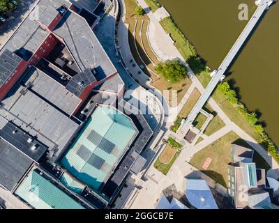 Aerial photograph of the beautiful University of Iowa campus and environs, Iowa City, Iowa, USA. Stock Photo