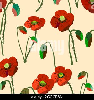 pattern of poppy flowers Stock Vector