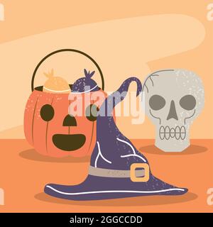 halloween skull pumpkin Stock Vector