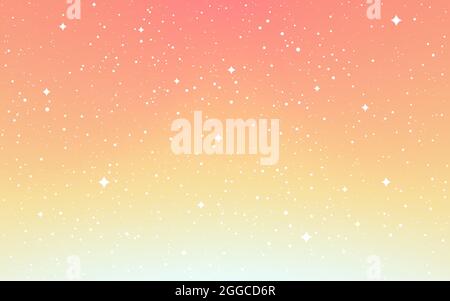 Cosmos flat background. Cartoon space with white stars. Orange starry sky. Minimal cosmic wallpaper for web or poster. Vector Illustration. Stock Vector