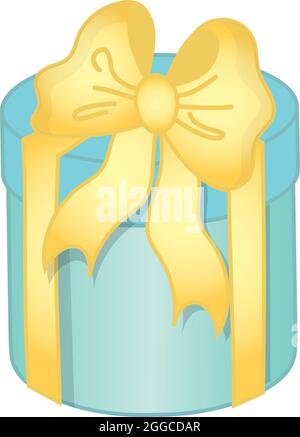 Pastel Turquoise Gift Box Decorated with Yellow Bow Stock Vector