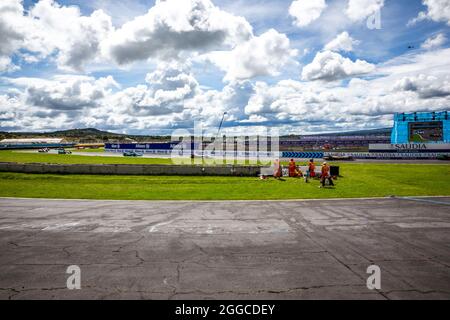 Puebla, Mexico - 19 June, 2021: Autodromo Miguel E. Abed, AIMA, CBMM Niobium Puebla E-Prix. Race traffic at Turn 05. At CBMM Niobium Puebla E-Prix. Stock Photo