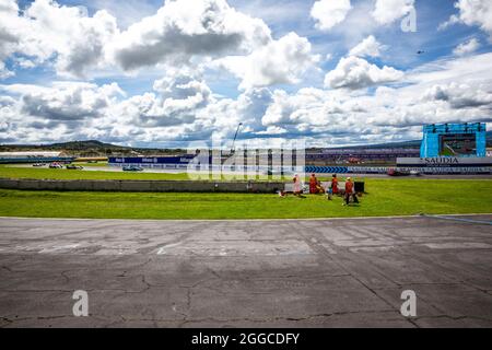 Puebla, Mexico - 19 June, 2021: Autodromo Miguel E. Abed, AIMA, CBMM Niobium Puebla E-Prix. Race traffic at Turn 05. At CBMM Niobium Puebla E-Prix. Stock Photo