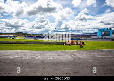 Puebla, Mexico - 19 June, 2021: Autodromo Miguel E. Abed, AIMA, CBMM Niobium Puebla E-Prix. Race traffic at Turn 05. At CBMM Niobium Puebla E-Prix. Stock Photo