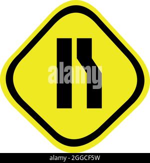 Vector illustration of traffic sign as the road narrows from the right Stock Vector