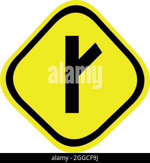 Vector illustration of traffic sign indicating intersection with diagonal or right side road Stock Vector