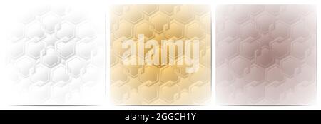 Set of geometric pattern polygonal shape. Luxury of white,gold and copper gradient background Stock Vector