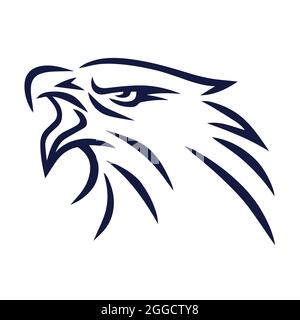 Eagle Mascot Line Logo Sports Team Mascot Design Vector Illustration Icon Stock Vector