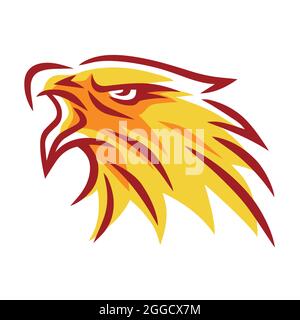 Fire Eagle Phoenix Falcon Hawk Head Flame Line Stylized Logo Vector Template Design Stock Vector