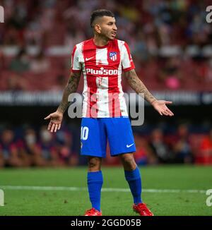 Estadio Wanda Metropolitano, Madrid, Spain. 29th Aug, 2021. La Liga Football, Atletico de Madrid versus Villarreal Club de Futbol; Angel Correa (Atletico de Madrid) Credit: Action Plus Sports/Alamy Live News Stock Photo