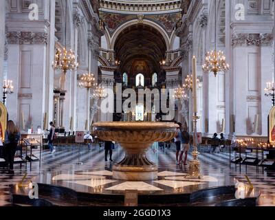 London, Greater London, England, August 24 2021: Interior of Saint Pauls Cathedral. Stock Photo