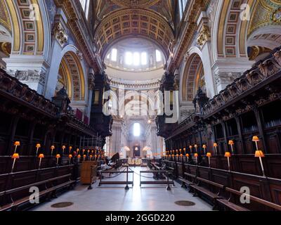 London, Greater London, England, August 24 2021: Interior of Saint Pauls Cathedral. Stock Photo