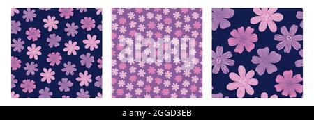 Seamles pattern flower.Hand drawn print of textile.Vintage floral design. Stock Vector
