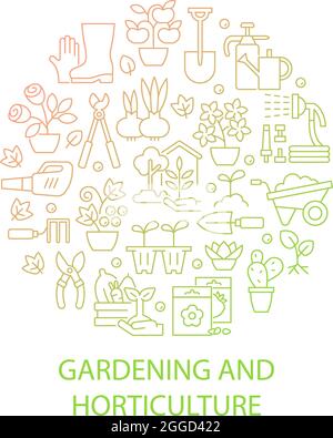 Gardening abstract gradient linear concept layout with headline Stock Vector