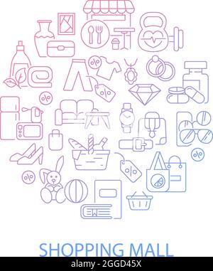 Shopping goods abstract gradient linear concept layout with headline Stock Vector