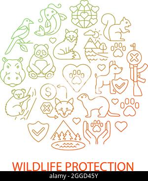 Wildlife protection abstract gradient linear concept layout with headline Stock Vector