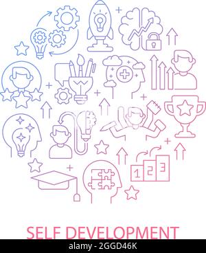 Self development abstract gradient linear concept layout with headline Stock Vector