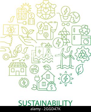 Renewable energy abstract gradient linear concept layout with headline Stock Vector