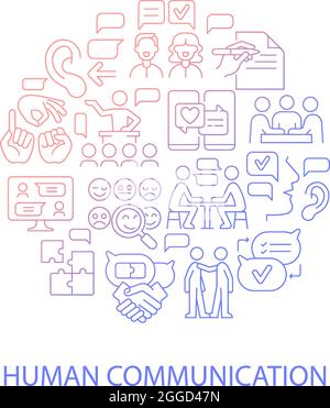 Communication abstract gradient linear concept layout with headline Stock Vector