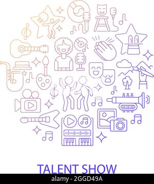 Music show abstract gradient linear concept layout with headline Stock Vector