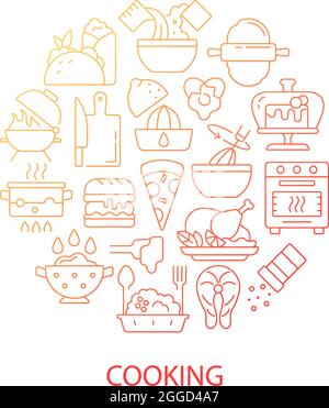 Food cooking abstract gradient linear concept layout with headline Stock Vector