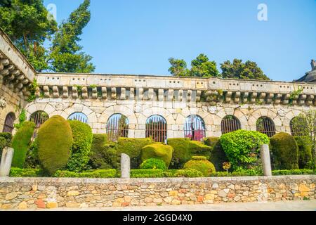 Facade of Villena palace. Cadalso de los Vidrios, Madrid province, Spain. Stock Photo