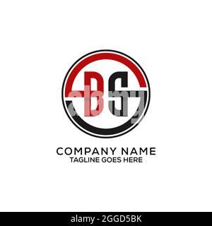 BS logo design vector with circle frame vector illustration, monogram modern letter name B and S logo concept Stock Vector