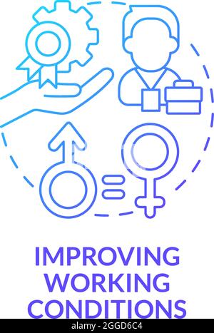 Improving working conditions blue gradient concept icon Stock Vector