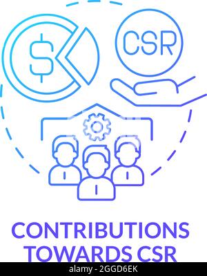 Contributions towards CSR blue gradient concept icon Stock Vector