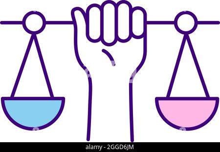 Scales and hand RGB color icon Stock Vector