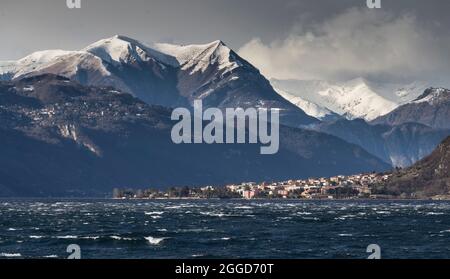 Foehn wind, Lecco lies at the end of the south-eastern branch of Lake Como, Lombardy, Italy, Europe Stock Photo