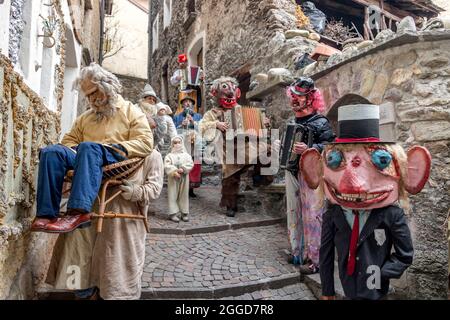 Valvarrone  Sueglio village, Lake Como, traditional Carnival called  I Craponi di Sueglio, lombardy, Italy, Europe Stock Photo