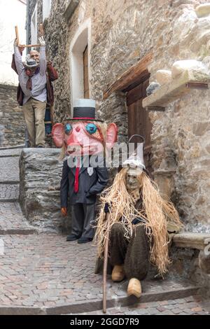 Valvarrone  Sueglio village, Lake Como, traditional Carnival called  I Craponi di Sueglio, lombardy, Italy, Europe Stock Photo