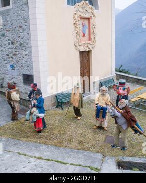 Valvarrone  Sueglio village, Lake Como, traditional Carnival called  I Craponi di Sueglio, lombardy, Italy, Europe Stock Photo