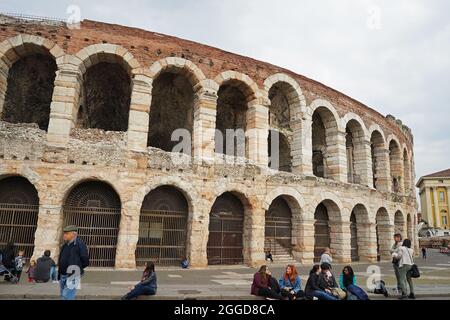 Piazza Bra and Roman Arena at night, Verona For sale as Framed