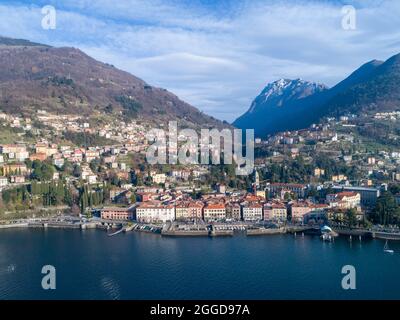 Aerial view of Bellano, Lake Como, Lombardy, Italy, Europe Stock Photo