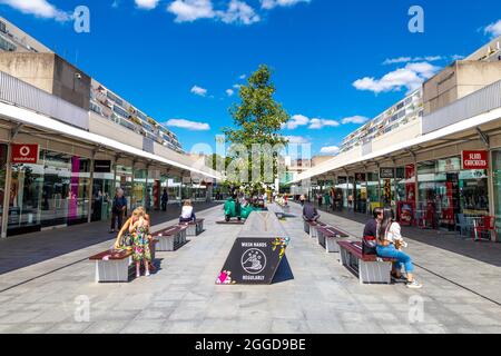 The Brunswick Centre brutalist building converted into shopping centre, London, UK Stock Photo